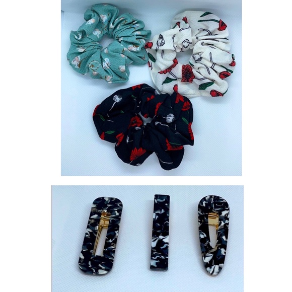 3 hair clip Elegant Black and white Print - Picture 1 of 6